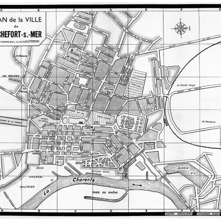 plan de ville vintage noir et blanc de Rochefort-sur-Mer Blay Foldex