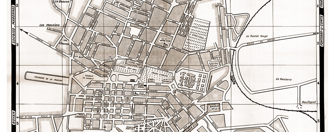 plan de ville vintage sépia de Rochefort-sur-Mer Blay Foldex
