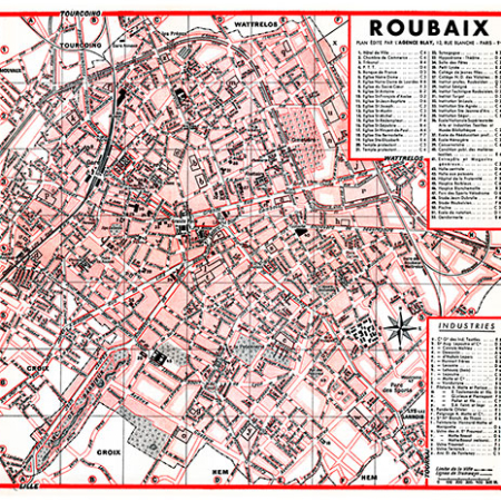 plan de ville vintage de Roubaix Blay Foldex