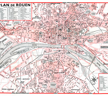 plan de ville vintage de Rouen Blay Foldex