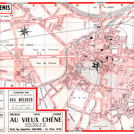plan de ville vintage couleur de Saint-Denis Blay Foldex