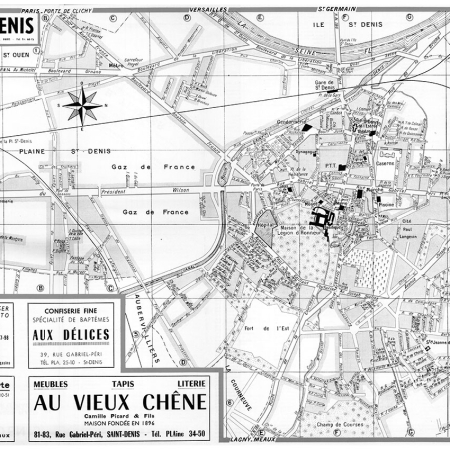 plan de ville vintage noir et blanc de Saint-Denis Blay Foldex