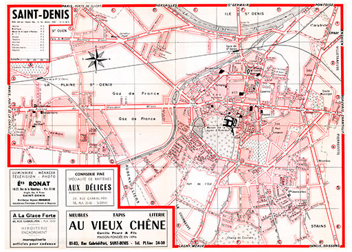 plan de ville vintage de Saint-Denis Blay Foldex