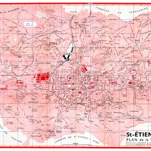 plan de ville vintage couleur de Saint-Etienne Blay Foldex