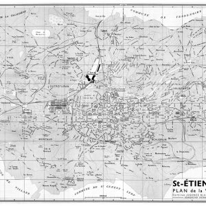 plan de ville vintage noir et blanc de Saint-Etienne Blay Foldex