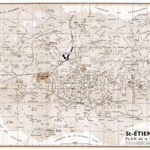 plan de ville vintage sépia de Saint-Etienne Blay Foldex