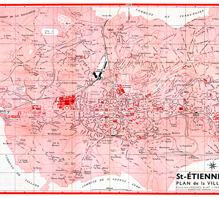 plan de ville vintage de Saint-Etienne Blay Foldex