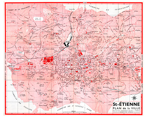 plan de ville vintage de Saint-Etienne Blay Foldex