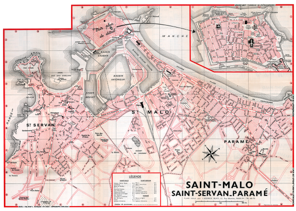 plan de ville vintage couleur de Saint-Malo et Saint-Servan Blay Foldex