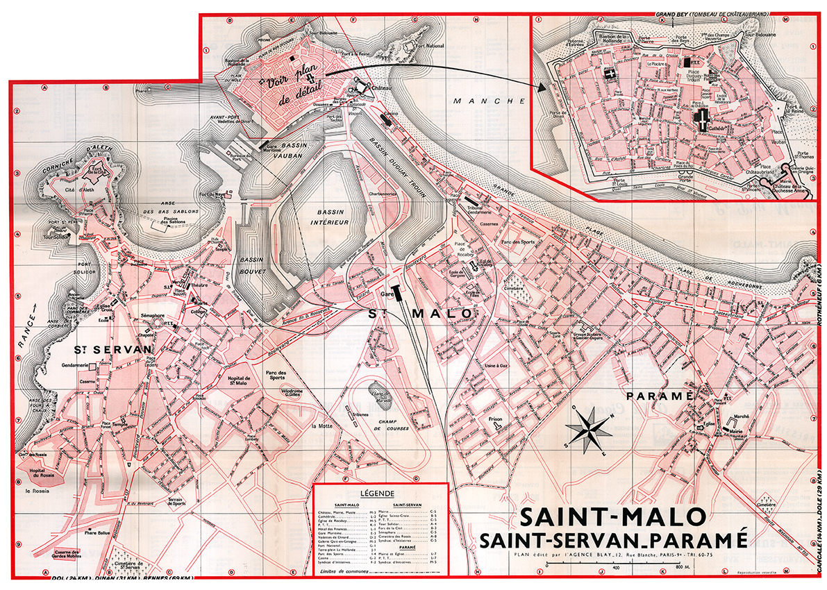 plan de ville vintage de Saint-Malo et Saint-Servan Blay Foldex