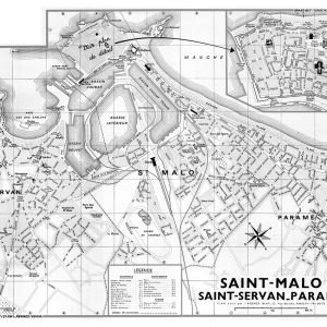 plan de ville vintage noir et blanc de Saint-Malo et Saint-Servan Blay Foldex