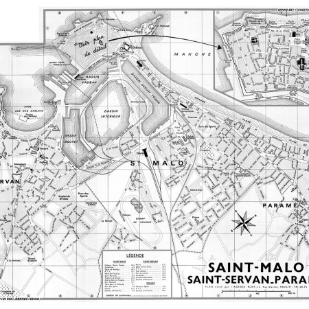 plan de ville vintage noir et blanc de Saint-Malo et Saint-Servan Blay Foldex