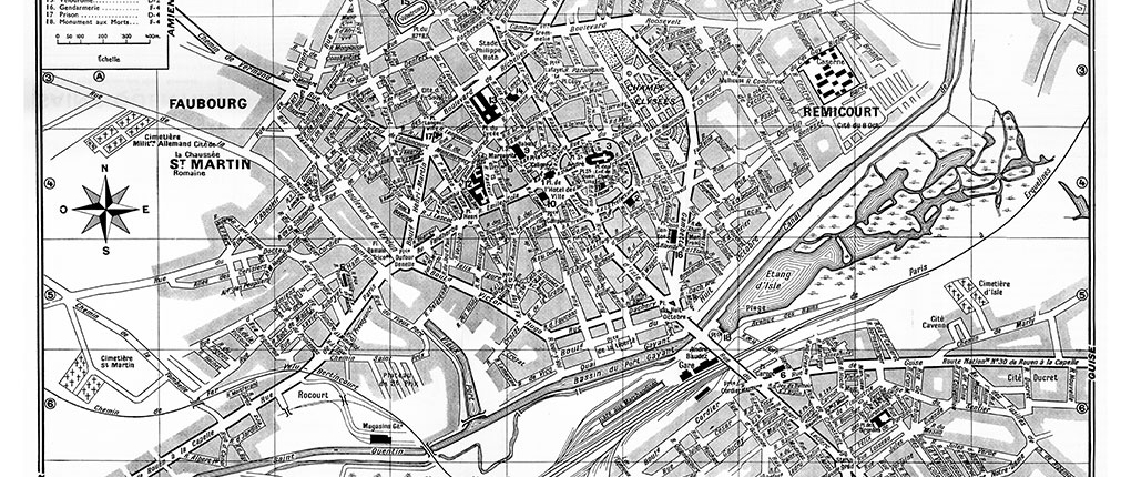 plan de ville vintage noir et blanc de Saint-Quentin Blay Foldex