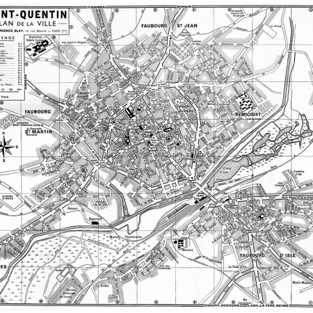 plan de ville vintage noir et blanc de Saint-Quentin Blay Foldex