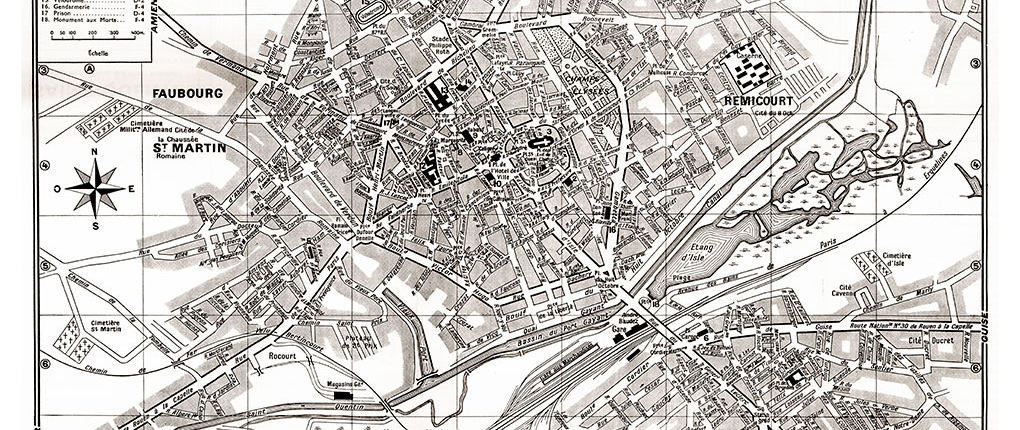 plan de ville vintage sépia de Saint-Quentin Blay Foldex