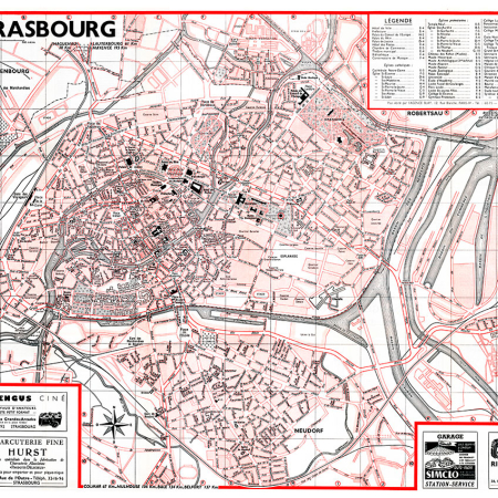 plan de ville vintage couleur de Strasbourg Blay Foldex