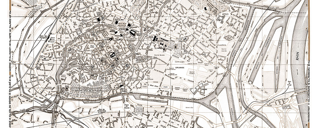 plan de ville vintage sépia de Strasbourg Blay Foldex