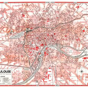 plan de ville vintage couleur de Toulouse Blay Foldex