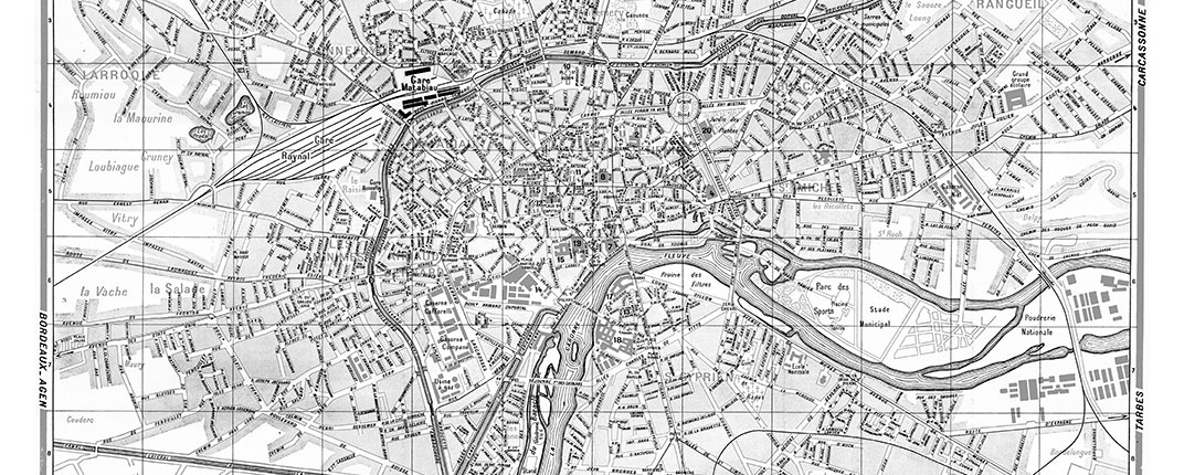plan de ville vintage noir et blanc de Toulouse Blay Foldex
