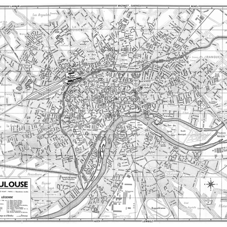 plan de ville vintage noir et blanc de Toulouse Blay Foldex