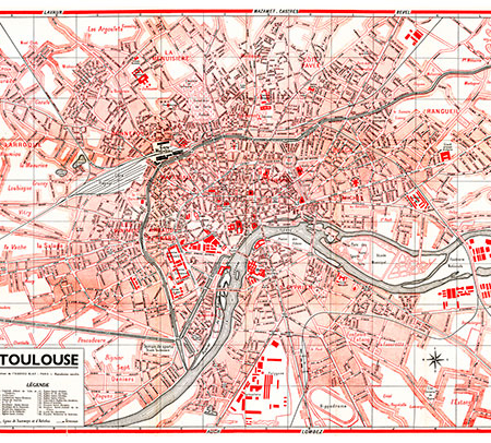 plan de ville vintage de Toulouse Blay Foldex