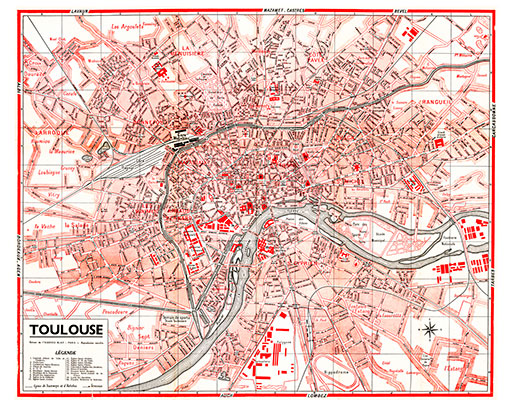plan de ville vintage de Toulouse Blay Foldex