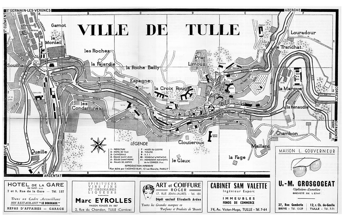 plan de ville vintage noir et blanc de Tulle Blay Foldex