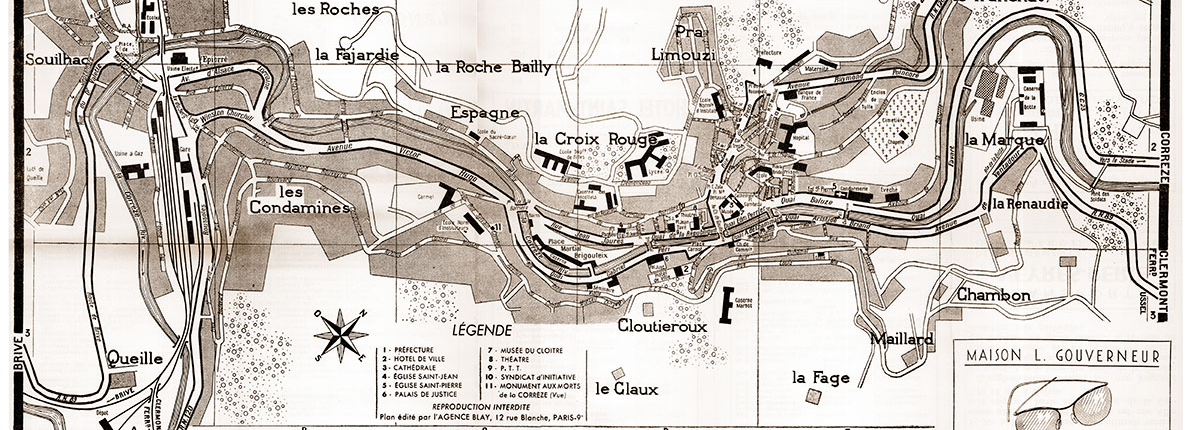 plan de ville vintage sépia de Tulle Blay Foldex
