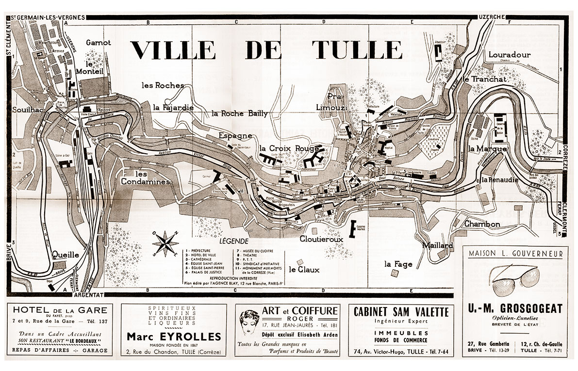 plan de ville vintage sépia de Tulle Blay Foldex