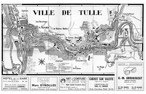 plan de ville vintage de Tulle Blay Foldex
