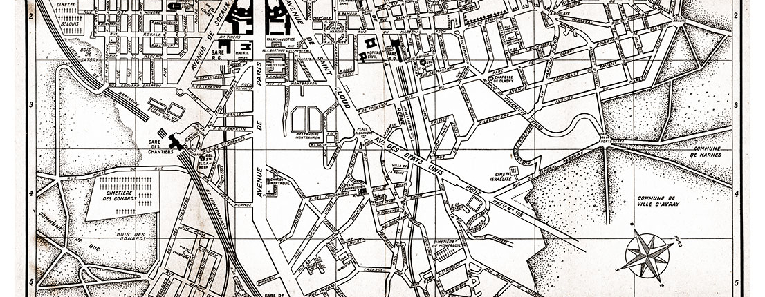 plan de ville vintage sépia de Versailles Blay Foldex