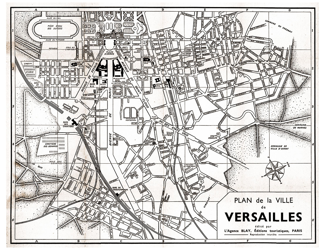 VERSAILLES_VL_SEP plan de ville vintage sépia de Versailles Blay Foldex