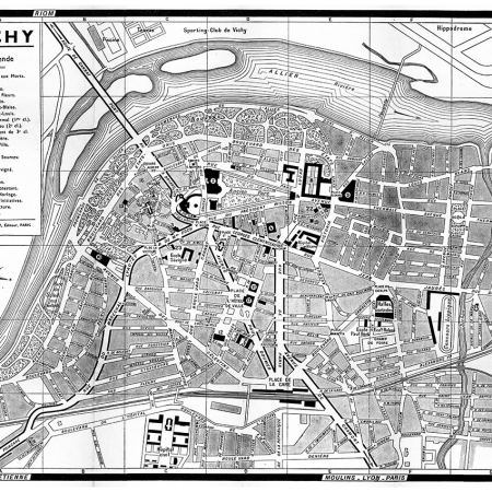 plan de ville vintage noir et blanc de Vichy Blay Foldex