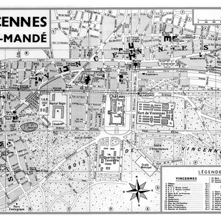 plan de ville vintage noir et blanc de Vincennes et Saint-Mandé Blay Foldex