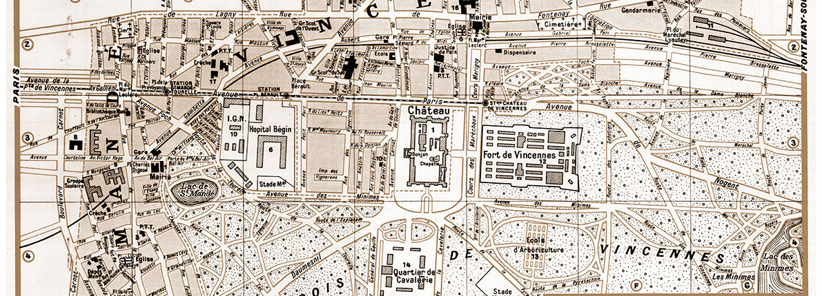 plan de ville vintage sépia de Vincennes et Saint-Mandé Blay Foldex