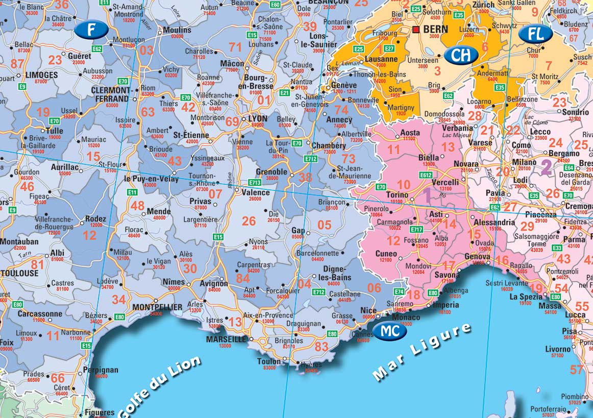 EUROPE-DES-CODES-POSTAUX_420 Poster Europe des Codes postaux