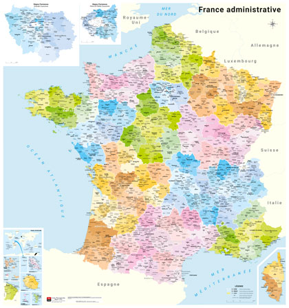 Carte de France administrative - 2021 - Blay-Foldex