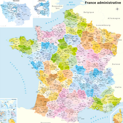 Carte de France administrative - 2021 - Blay-Foldex
