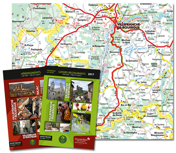 Carte personnalisée pour l’Office du Tourisme de Villefranche de Rouergue-Najac - Blay-Foldex