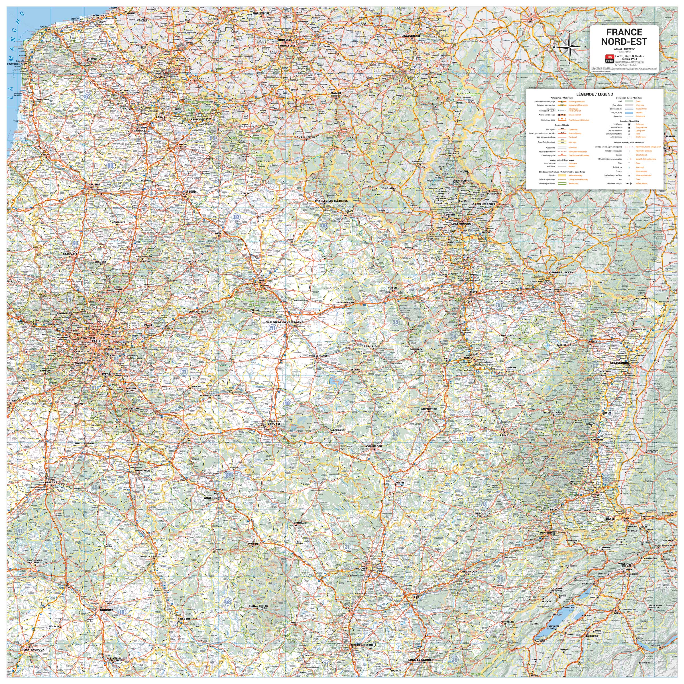 france_500k_nord_est_420 Carte de France quart nord-est - 2021 - Blay-Foldex
