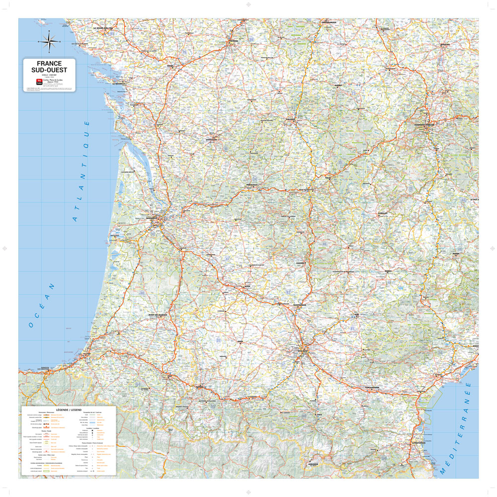 Carte de France quart sud-ouest - 2021 - Blay-Foldex