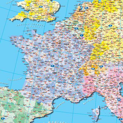 Europe des codes postaux - zoom France - Blay-Foldex