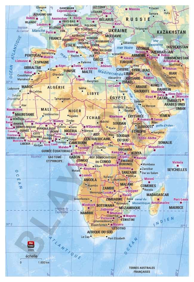 carte de l'Afrique pour agenda Blay-Foldex