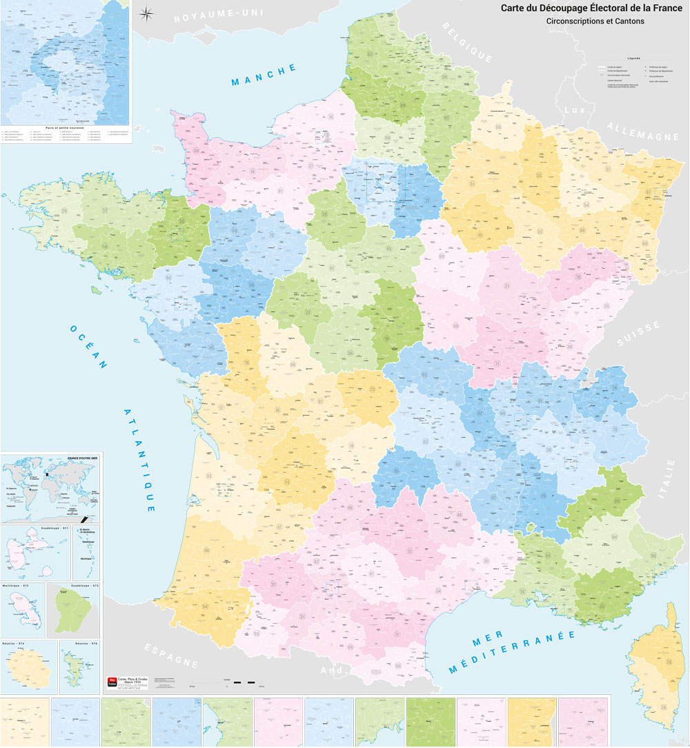 carte électorale des circonscriptions et cantons de France