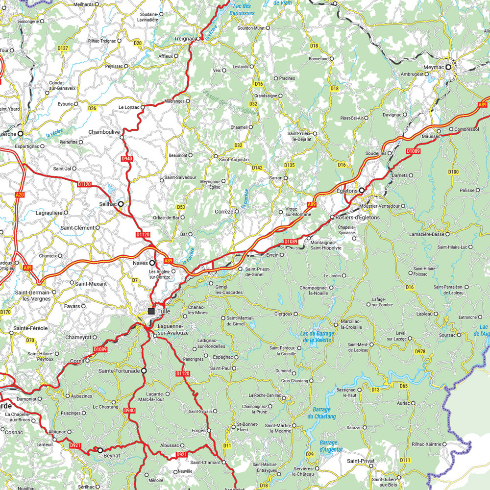 Carte à télécharger - département de la Corrèze zoom - Blay-Foldex
