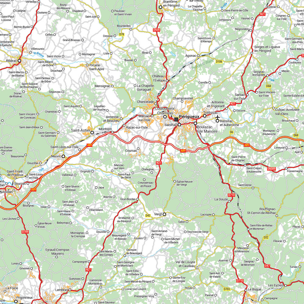 Carte à télécharger - département de la Dordogne zoom - Blay-Foldex