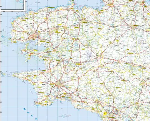 Carte routière de Bretagne en Breton - Carré