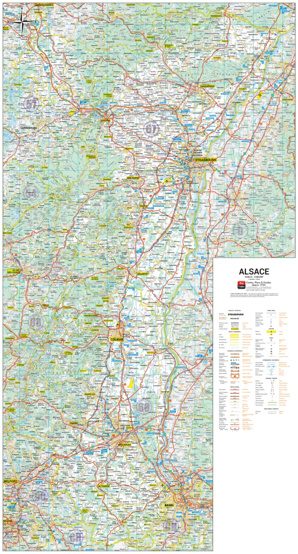 Poster de la carte routière de la région Alsace