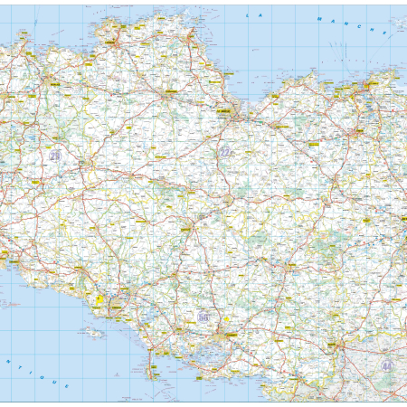 Poster de la carte routière de la région Bretagne
