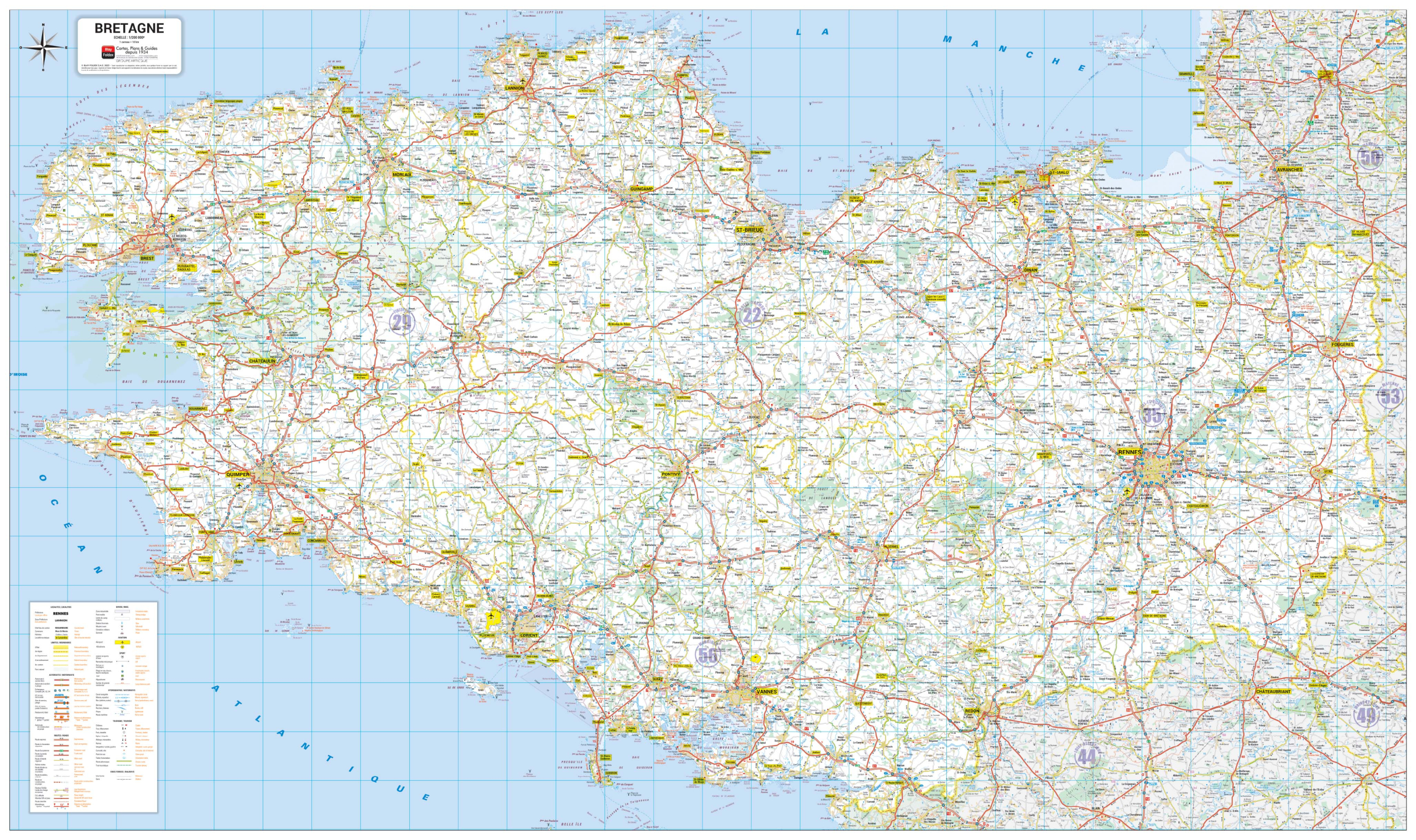 Poster de la carte routière de la région Bretagne